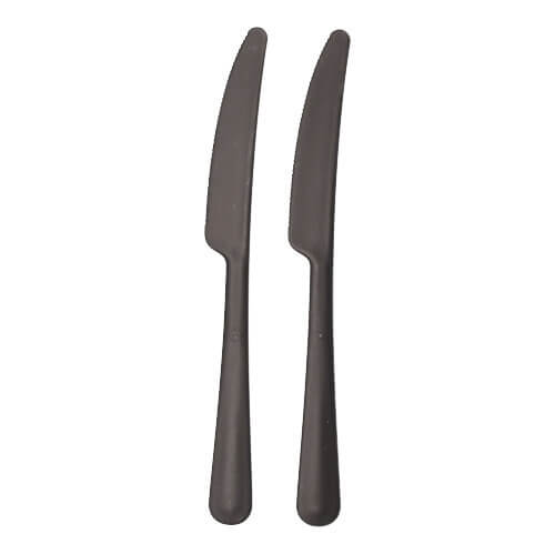 6 x 200 "Circulware" Mehrweg-Messer PP-MF 19,7 cm schwarz "Gaia" extra stabil, in Spenderbox