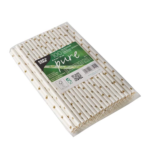Trinkhalme, Papier Ø 6 mm · 20 cm "Stars"
