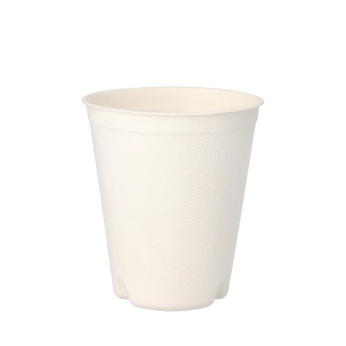 10 x 50 Trinkbecher Zuckerrohr "pure" 0,3 l Ø 9 cm · 10 cm weiss für Heißgetränke