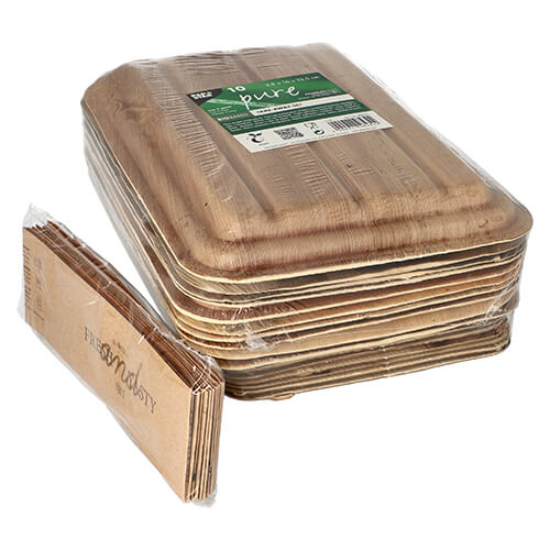 Trays, Palmblatt "pure" 2-geteilt 5,5 cm x 17,5 cm x 25,5 cm mit Deckel und Banderole