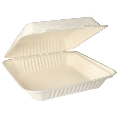 5 x 25 Menüboxen, Zuckerrohr "pure" ungeteilt 8 cm x 25,5 cm x 25,5 cm weiss