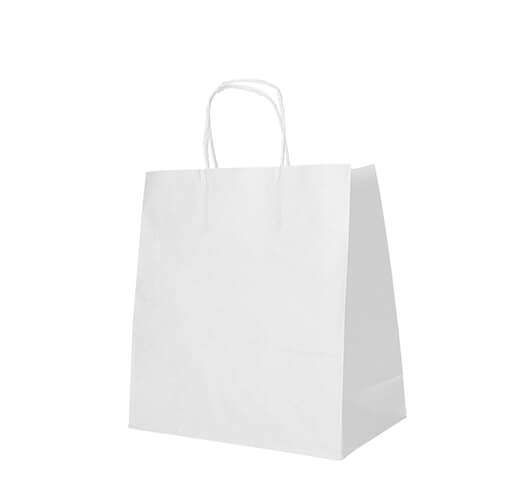 Tragetaschen, Papier 27 cm x 32 cm x 17 cm weiss mit gedrehtem Tragegriff