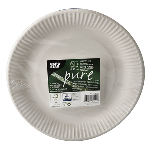 Teller, Pappe "pure" rund Ø 23 cm weiss