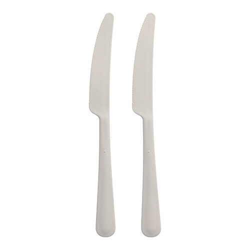 6 x 200 "Circulware" Mehrweg-Messer PP-MF 19,7 cm weiss "Gaia" extra stabil, in Spenderbox