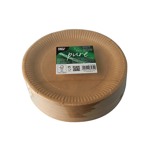Teller, Pappe "pure" rund Ø 23 cm braun
