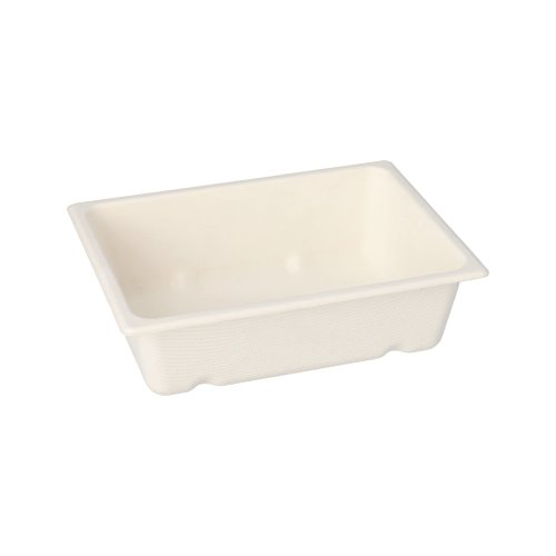 200 x Gastronorm-Behälter GN 1/8 Zuckerrohr, PLA beschichtet eckig 4,7 cm x 16,5 cm x 12,3 cm weiss