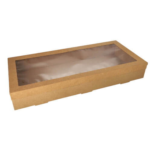 5 x 10 Transport- und Catering-Kartons, Pappe eckig 8 cm x 25,2 cm x 55,8 cm braun