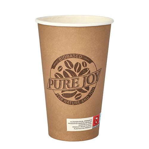 10 x 20 Trinkbecher, Pappe 0,4 l Ø 9 cm · 13,9 cm braun "Pure Joy"
