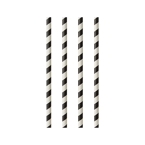 Trinkhalme, Papier Ø 6 mm · 24 cm schwarz/weiss "Stripes"