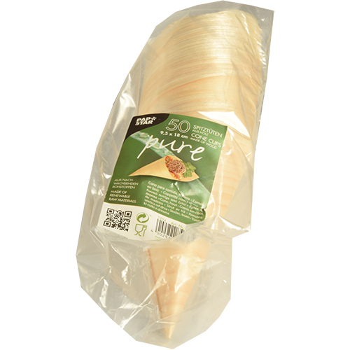 Fingerfood - Spitztüten, Holz "pure" Ø 9,5 cm · 18 cm