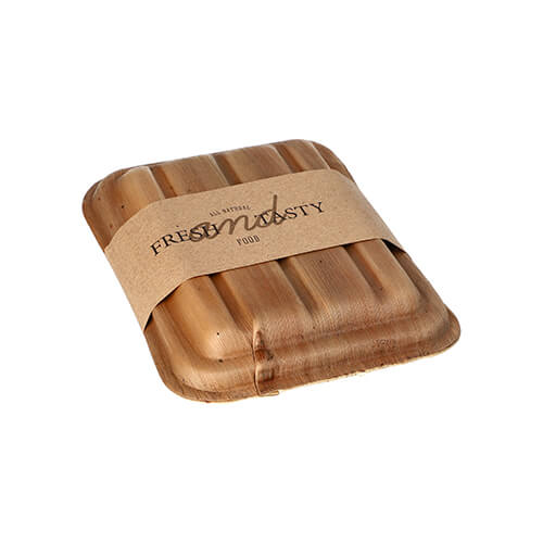 Trays, Palmblatt "pure" eckig 5,5 cm x 13,5 cm x 17,5 cm mit Deckel und Banderole