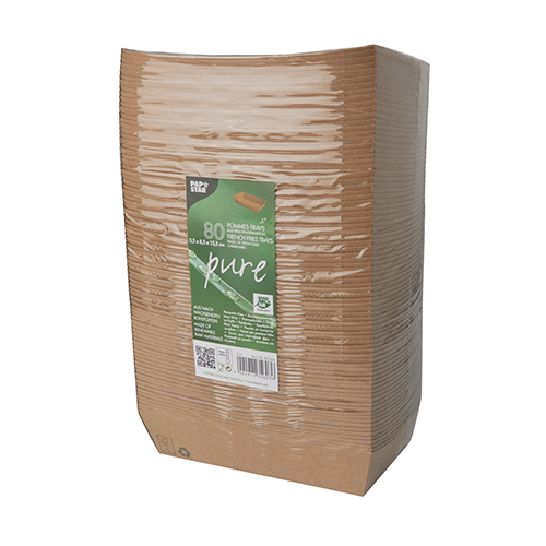 Snacktrays, Pappe "pure" 3,5 cm x 8,5 cm x 15,5 cm braun "100% Fair" groß