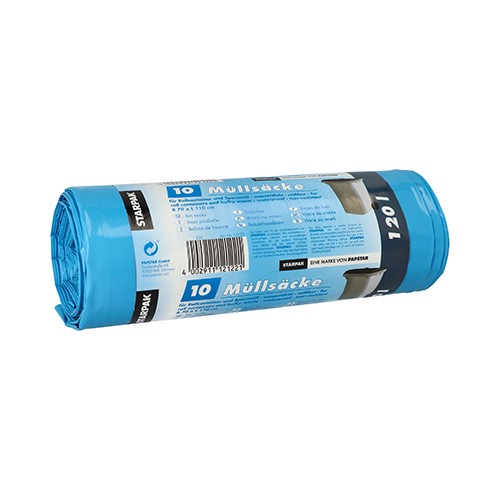9 x 10 Müllsäcke, LDPE 120 l 110 cm x 70 cm blau