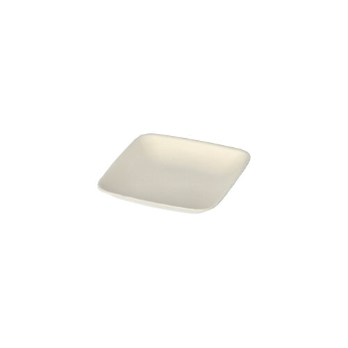 10 x 50 Fingerfood - Teller, Zuckerrohr "pure" eckig 1,2 cm x 6,5 cm x 6,5 cm weiss