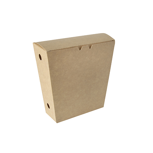Pommes-Frites-Schütte, Pappe "pure" 4,3 cm x 14,5 cm x 11 cm braun mit Klappdeckel