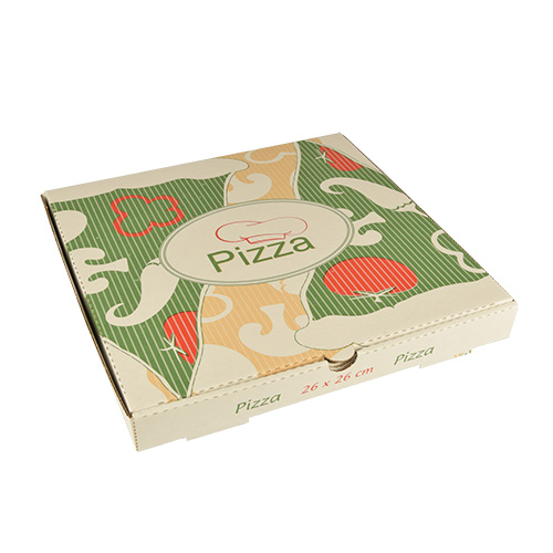 1 x 100 Pizzakartons, Cellulose "pure" eckig 26 cm x 26 cm x 3 cm