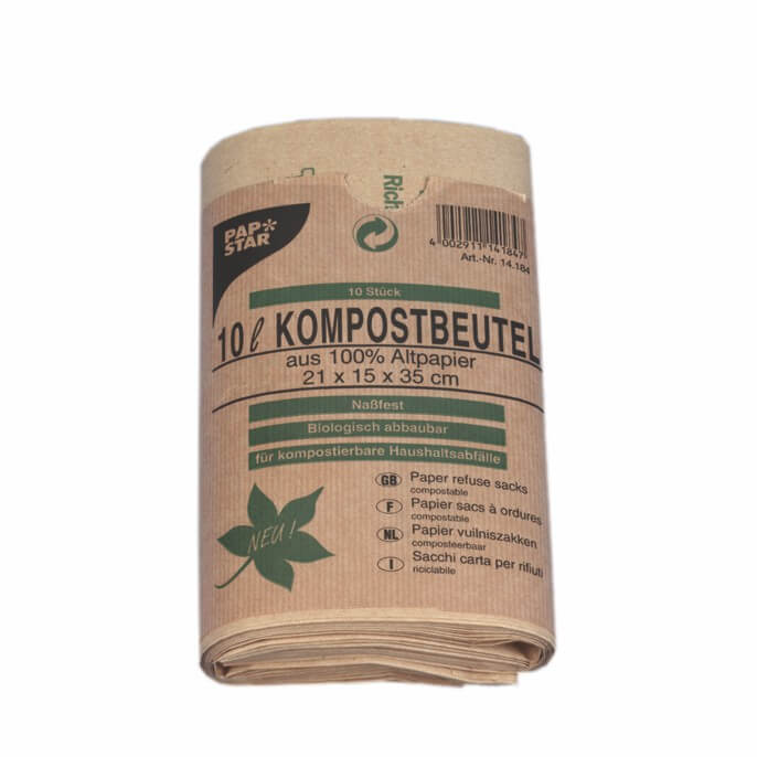 4 x 50 Abfallbeutel Kraftpapier 10 l 35 cm x 21 cm x 15 cm braun
