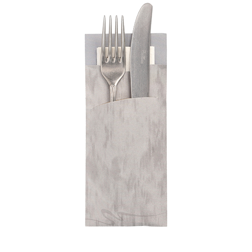 1 x 520 Bestecktaschen 20 cm x 8,5 cm grau inkl. weißer Serviette