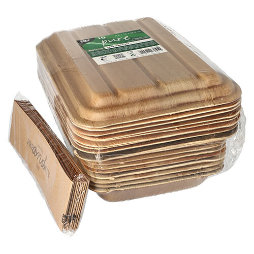 Trays, Palmblatt "pure" eckig 6,5 cm x 17,5 cm x 25,5 cm mit Deckel und Banderole
