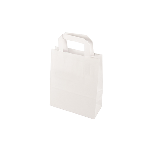 8 x 50 Tragetaschen, Papier 22 cm x 18 cm x 10 cm weiss mit Tragegriff