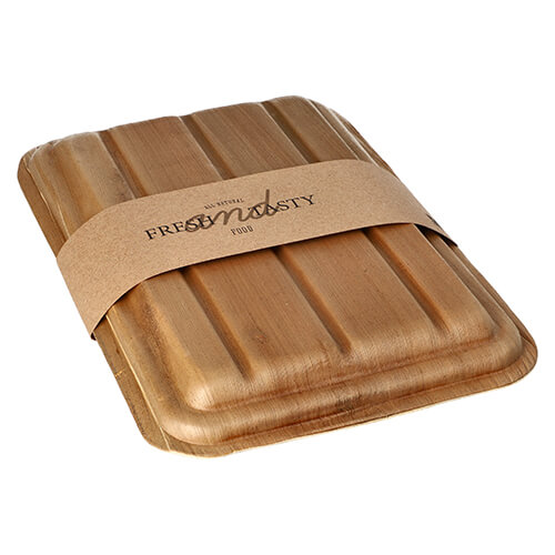 Trays, Palmblatt "pure" eckig 6,5 cm x 17,5 cm x 25,5 cm mit Deckel und Banderole