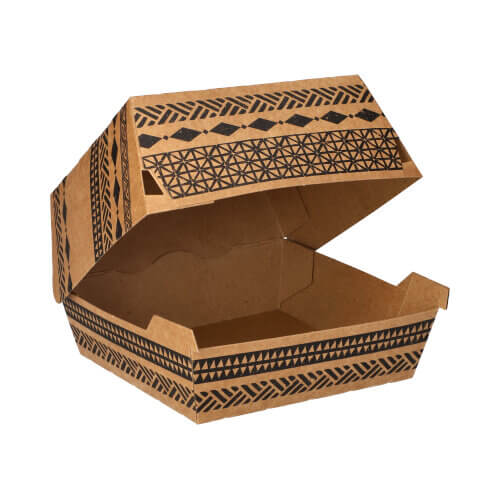 Burgerboxen, Pappe 5,9 cm x 14,8 cm x 13,2 cm braun "Maori" groß