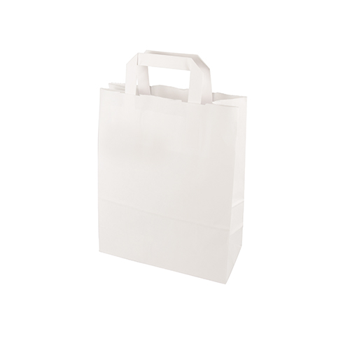 8 x 50 Tragetaschen, Papier 28 cm x 22 cm x 10 cm weiss mit Tragegriff