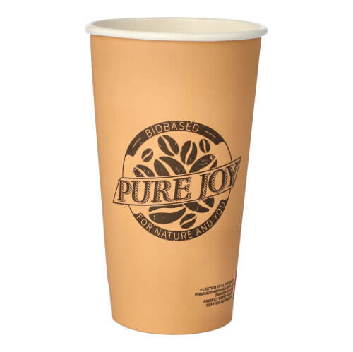 20 x 50 Trinkbecher, Pappe 0,5 l Ø 9 cm · 15 cm braun "Pure Joy"