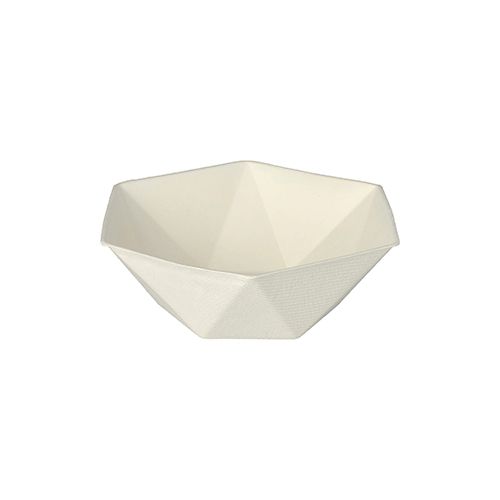 12 x 12 Schalen Zuckerrohr "pure" 6-eckig 400 ml 5 cm x 16 cm x 14 cm weiss "Diamond"