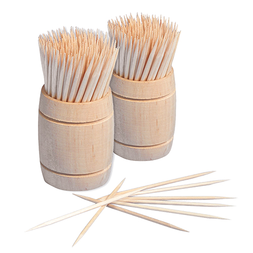 Zahnstocher, Holz "pure" rund 6,8 cm im Spender aus Holz