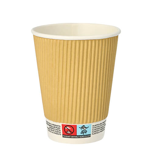 20 x 25 Trinkbecher, Pappe 0,3 l Ø 9 cm · 11 cm natur Ripple Wall