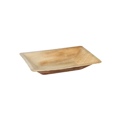 4 x 25 Teller Palmblatt "pure" eckig 3 cm x 17 cm x 12 cm natur