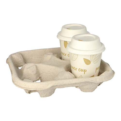 1 x 110 Tragetabletts, Pappe "To Go" 4,7 cm x 22,4 cm x 22,4 cm natur für 4 Becher