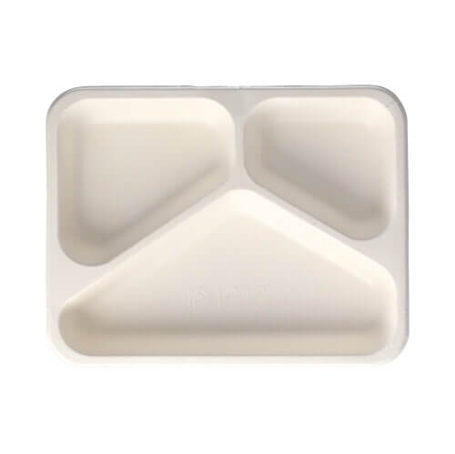 Siegelschalen, Zuckerrohr 3-geteilt 3 cm x 17,5 cm x 22,5 cm weiss