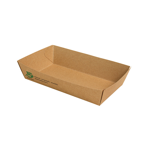 Snacktrays, Pappe "pure" 3,5 cm x 8,5 cm x 15,5 cm braun "100% Fair" groß