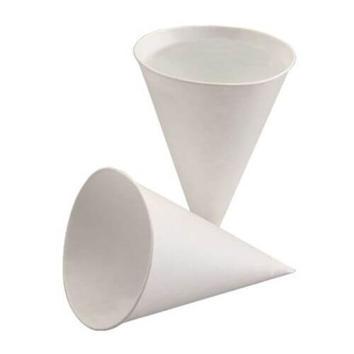 25 x 200 Spitzbecher, Zuckerrohrpapier 120 ml Ø 7,5 cm · 10,5 cm weiss mit Palmwachsbeschichtung