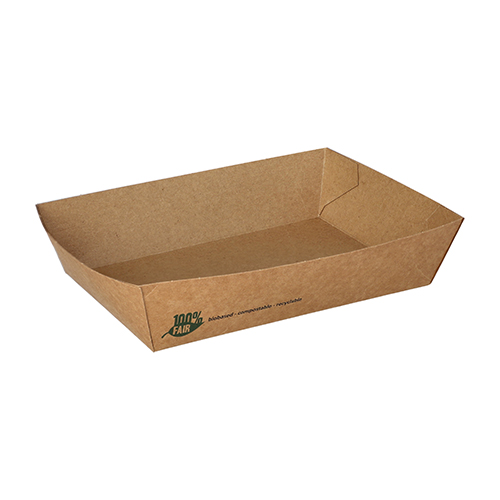 8 x 80 Snacktrays, Pappe "pure" 4 cm x 11 cm x 16 cm braun "100% Fair" extra groß