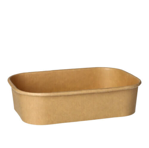 12 x 25 Verpackungsbecher, Pappe rechteckig 500 ml 4,1 cm x 17,3 cm x 12,3 cm braun