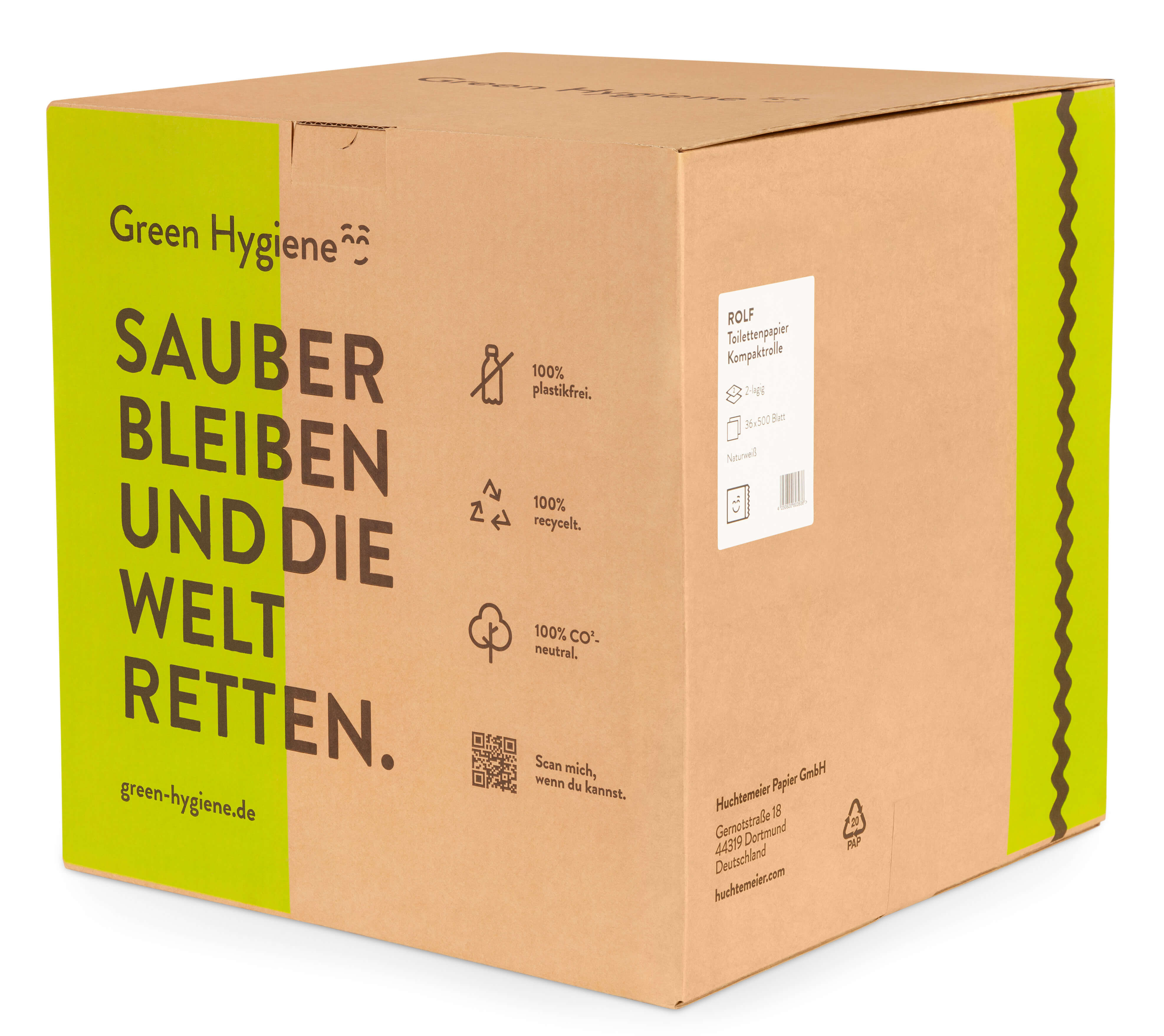 Green Hygiene ROLF, nachhaltiges Toilettenpapier, 2-lagig