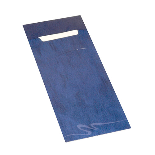 Bestecktaschen 20 cm x 8,5 cm blau inkl. weißer Serviette 33 x 33 cm 2-lag.
