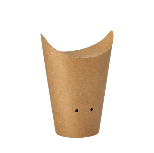 10 x 50 Pommes-Frites-Schütte, Pappe rund Ø 6 cm · 14 cm braun klein