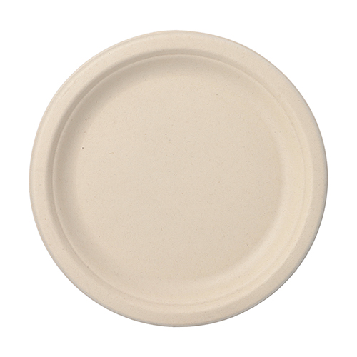 12 x 12 Teller, Zuckerrohr "pure" ungeteilt Ø 23 cm · 2 cm natur
