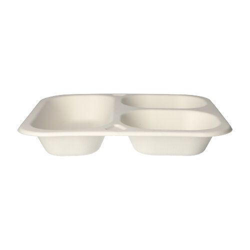 Siegelschalen, Zuckerrohr 3-geteilt 4,2 cm x 24,5 cm x 26,5 cm weiss