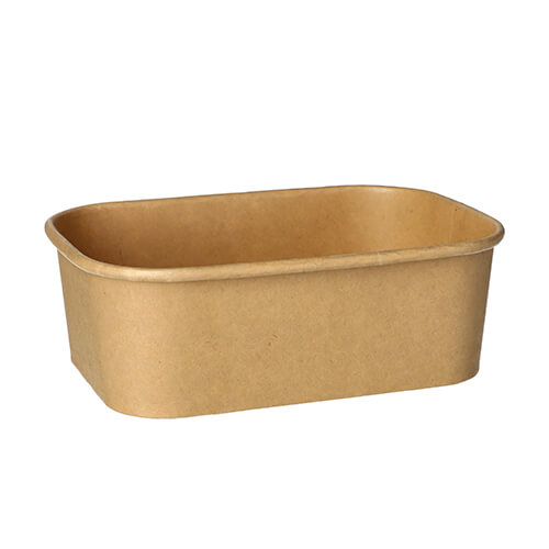Verpackungsbecher, Pappe rechteckig 750 ml 5,7 cm x 17,3 cm x 12,3 cm braun "100% Fair"