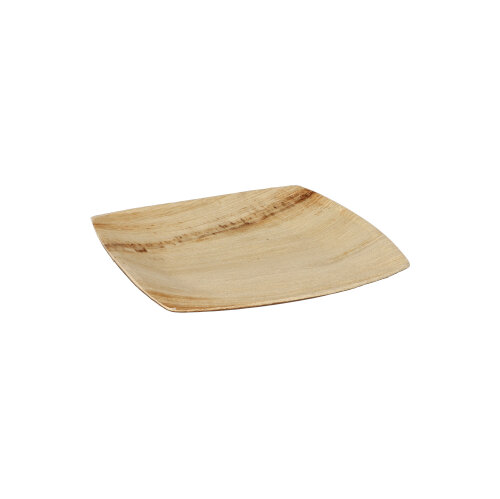 4 x 25 Teller, Palmblatt "pure" 15 cm x 15 cm natur "QUADRATO"