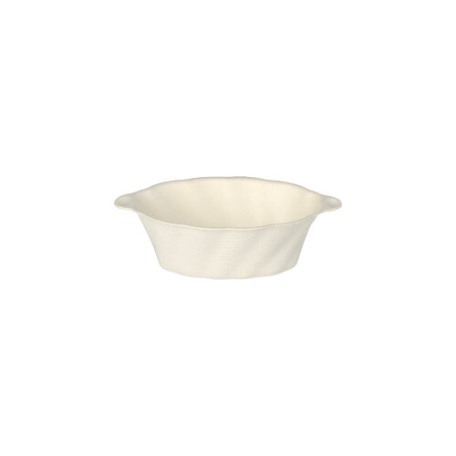 12 x 12 Fingerfood - Schalen Zuckerrohr "pure" 40 ml 3 cm x 9,5 cm x 6 cm weiss "Wave"