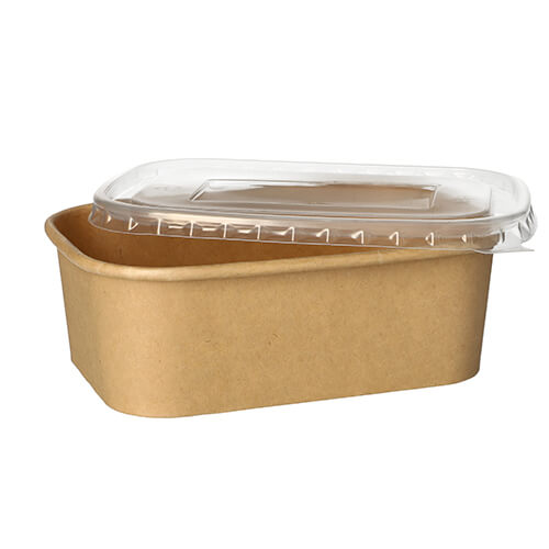 Verpackungsbecher, Pappe rechteckig 750 ml 5,7 cm x 17,3 cm x 12,3 cm braun "100% Fair"