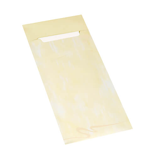 Bestecktaschen 20 cm x 8,5 cm creme inkl. weißer Serviette 33 x 33 cm 2-lag.