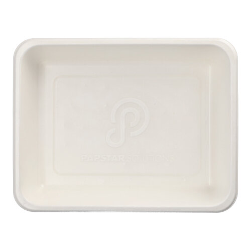 6 x 50 Siegelschalen Zuckerrohr, PLA beschichtet ungeteilt 1300 ml 4,9 cm x 22,7 cm x 17,8 cm