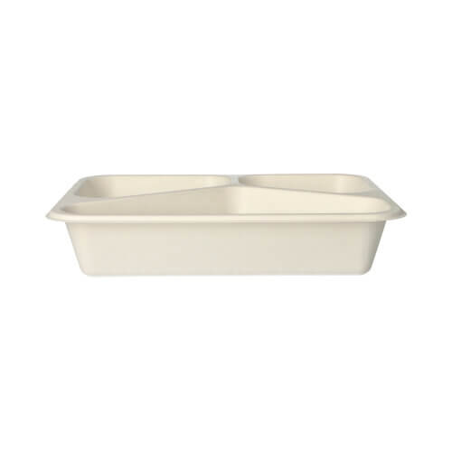 Siegelschalen, Zuckerrohr 3-geteilt 4,5 cm x 17,5 cm x 22,5 cm weiss